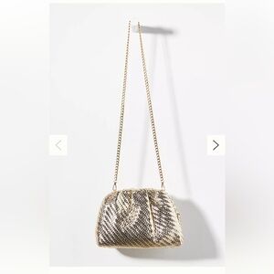 Anthropologie the Frankie RSVP Woven Gold Crossbody Clutch bag